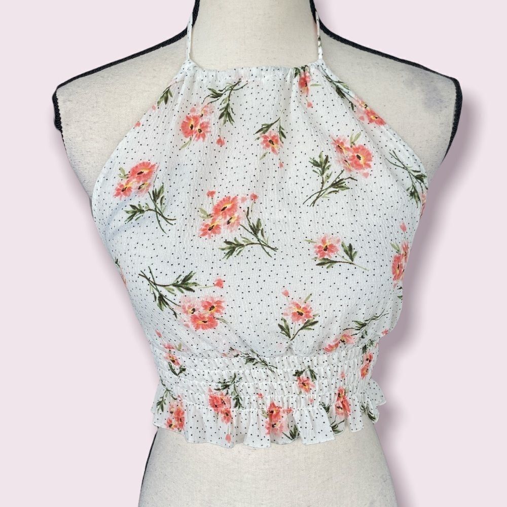 Forever 21 White Floral Crop Top